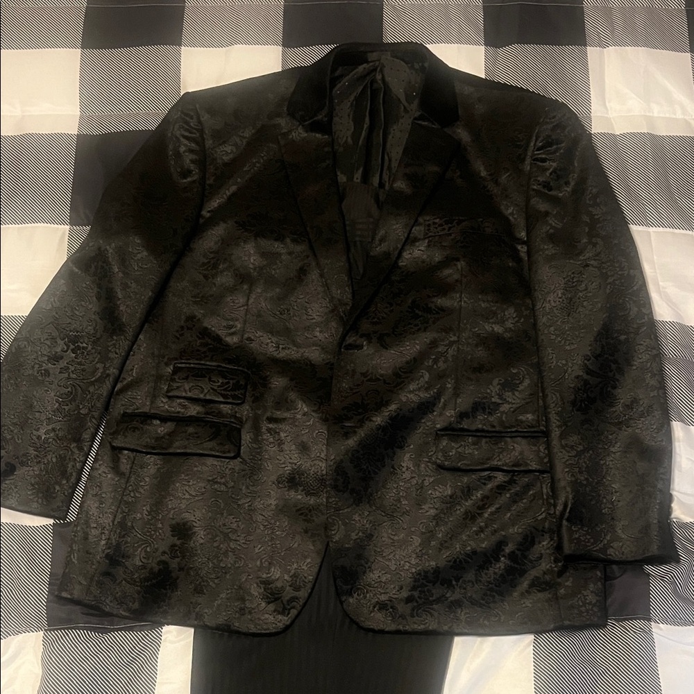 Classic Black Jacquard Tuxedo Jacket